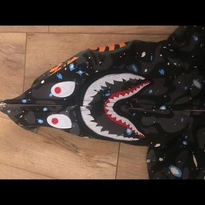 BAPE Space Camo PONR Shark Hoodie Black